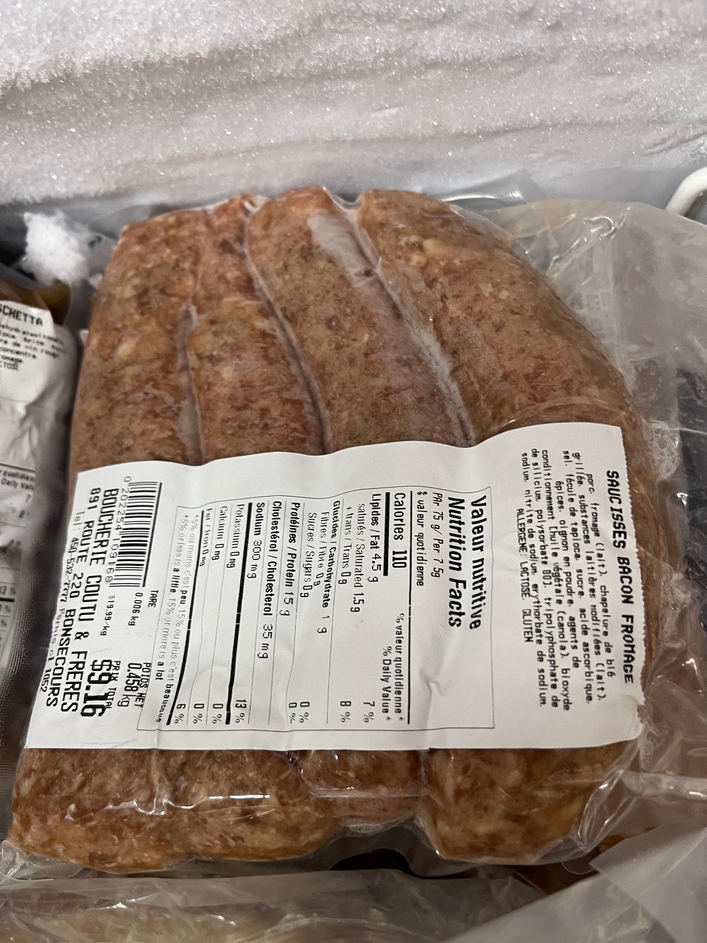 Saucisse Artisanales bacon fomage