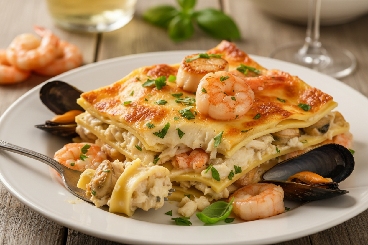 Plat de Lasgna au fruit de mer